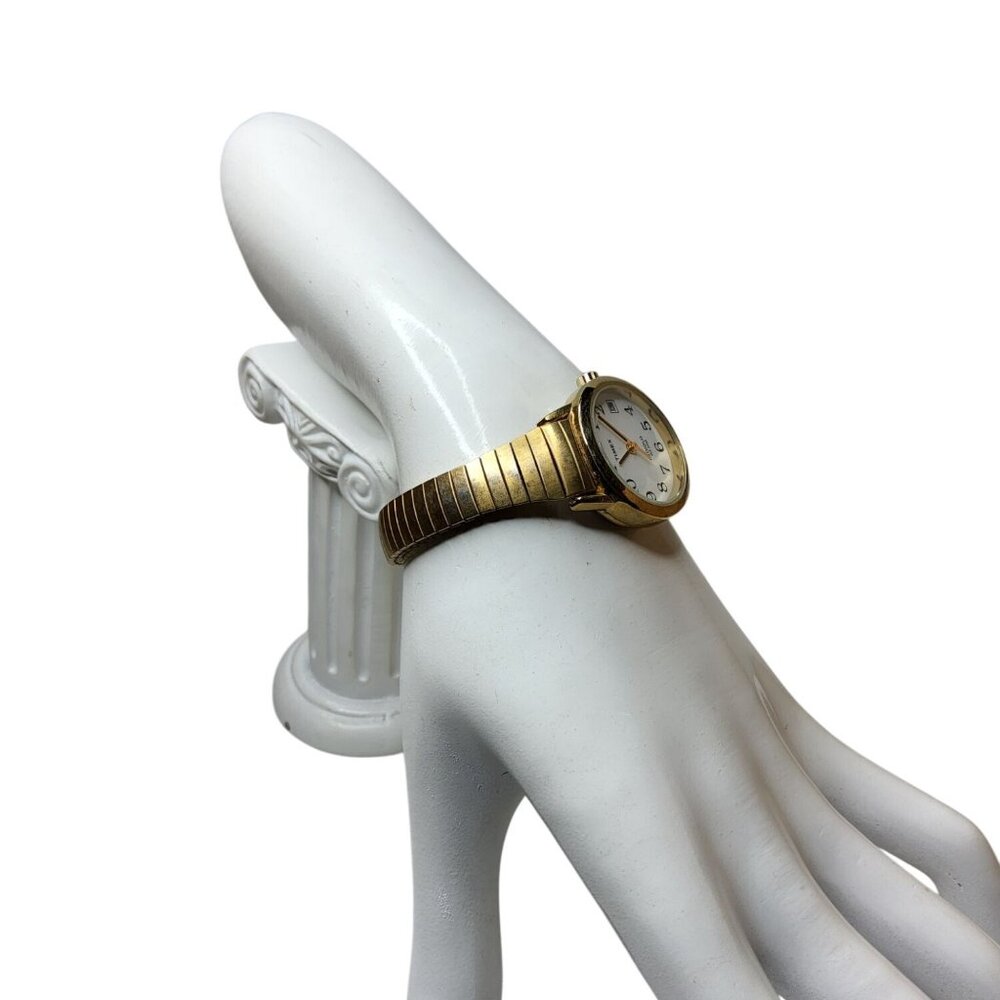 Vintage Womens Timex Indiglo WR30M Gold Tone Stretch Band Watch - Picture 2 of 7